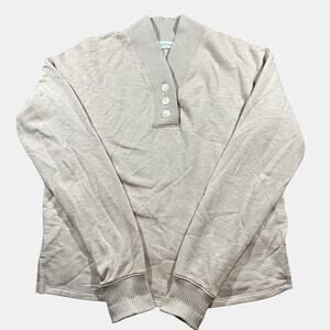 Haven Well Within Beige Henley Pullover Top Size M Soft Tencel Lounge Minimalist